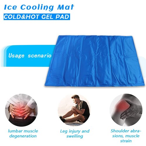 Ice Cooling Mat, Gel Cooling Cold Mat Pain Relief, Injuries Mesh Fabric Hot Cold Therapy Pack for Back, Shoulder, Knee (19×35in)