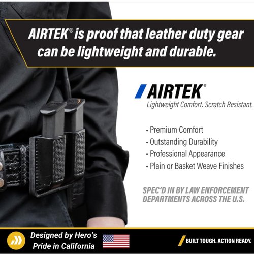 Hero's Pride Universal AirTek Tourniquet Holder, Leather TQ Pouch for Tactical Duty Belts, Duty Gear & EDC Case Fits Most Tourniquets Including CAT Gen 7, Lightweight Design, Basket Weave Finish