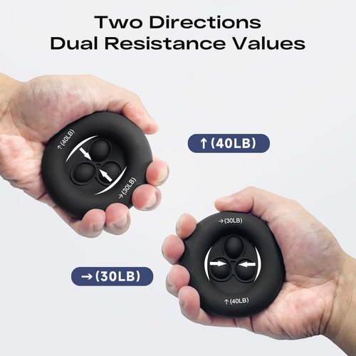 FitBeast Grip Strength Trainer, Dual Resistance Grip Ring, Stress Relief Bubbles, Hand and Forearm Strengthener for Rehabilitation and Stress Relief, Black