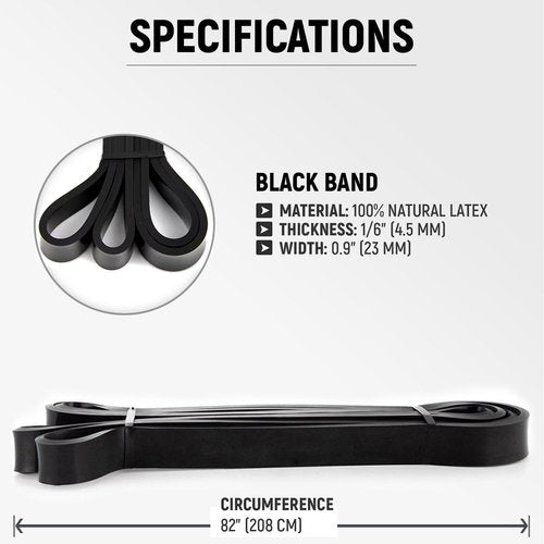 XGear Fitness Pull Up Assist Bands - Heavy Duty Resistance Bands for Body Stretching, Powerlifting, Resistance Training (Black)