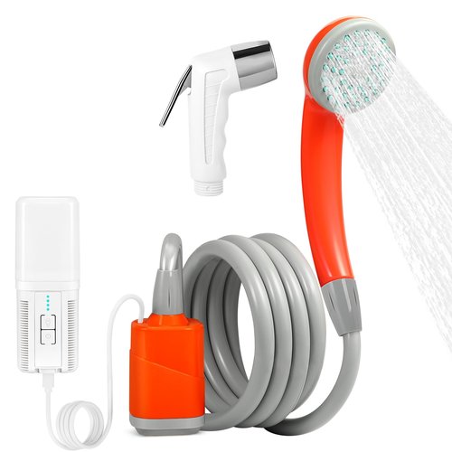 SPACEREST Portable Shower for Camping, Outdoor Electric Shower Rechargeable Battery with LED Light, Showers Pump for Camping, Hiking, Traveling, Car Washing, Pet Bath