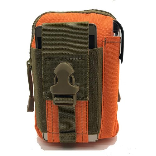 ONE WVW PIN Tactical Molle Pouch, Universal EDC Waist Bag Pouches, Outdoor Belt Bags Gear Tool Gadget Pocket with Cell Phone Holster (Orange)