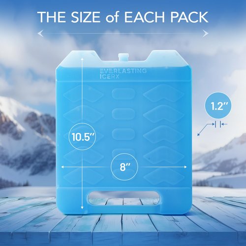 Jumbo Reusable Ice Packs for Cooler with Handle (2 Pack) Long Lasting Coolness, BPA Free, Freezer Packs for Extended Cooling | Cooler Ice Packs for Camping, Fishing, Hiking, Beach