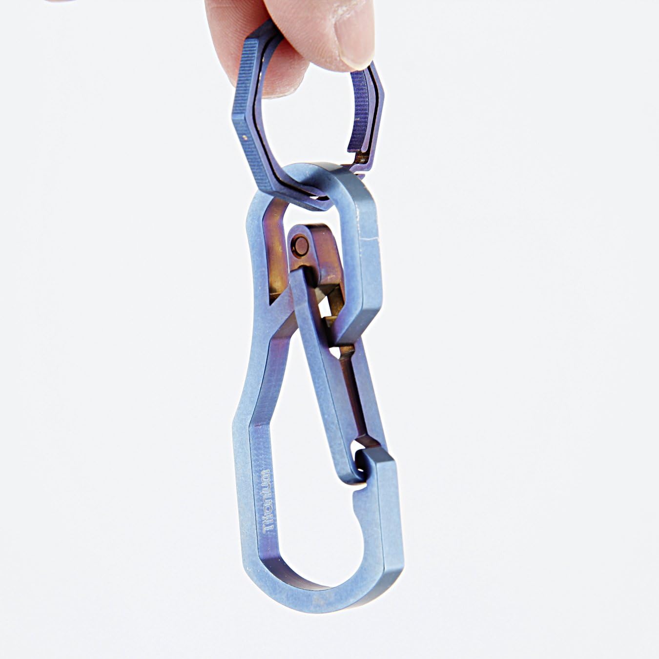 Titanium Multi Tools Keychain Hook EDC Tool Max-Bearing 50KG Keychain for Hiking Camping Outdoor (Blue)