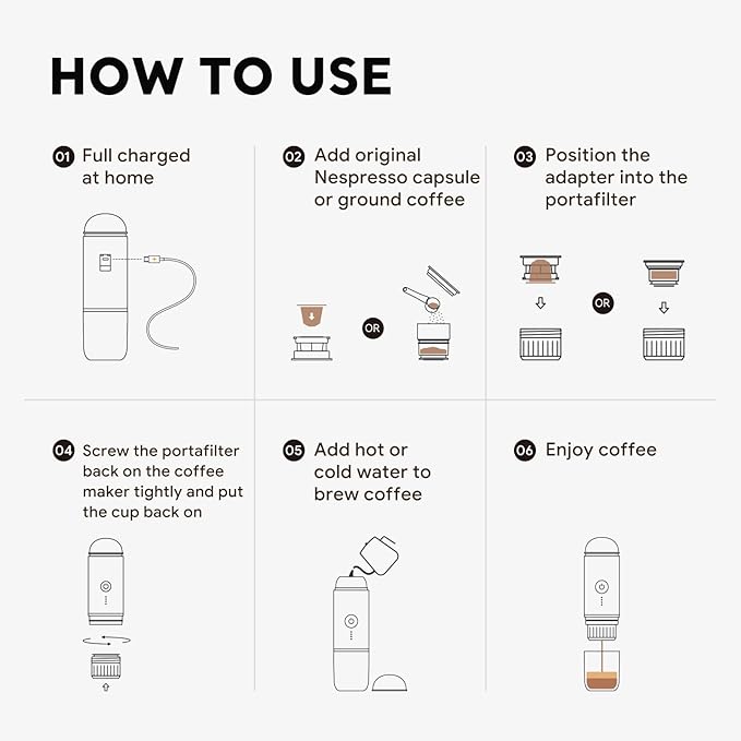 Portable Espresso Machine with 3-4 Min Self-heating, 12V Rechargeable Electric Coffee Machine Compatible with NS Capsules and Ground Coffee for Car Camping Travelling, Green