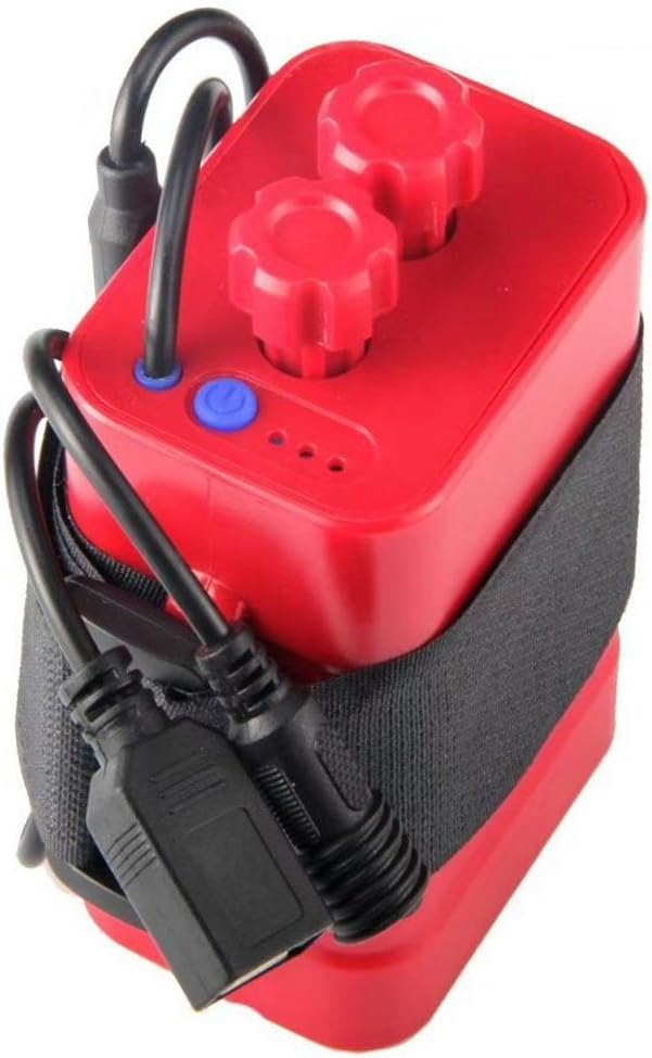 MINCHEN Bike Light Batteries Pack Case, Waterproof Case for 6 x 18650, 8.4V Rechargeable Cycling Safety Battery Pack Case House Cover with DC and USB Interface for Cycling Bike Light Headlamp(Red)