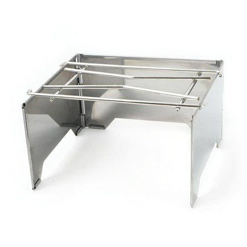 HAWOK Folding Outdoor Stove Stainless Steel with Stainless Steel Grill and Carrying Bag, 8.7"D x 8"W x 4.7"H, Portable Wood Burning Stainless Steel Grill