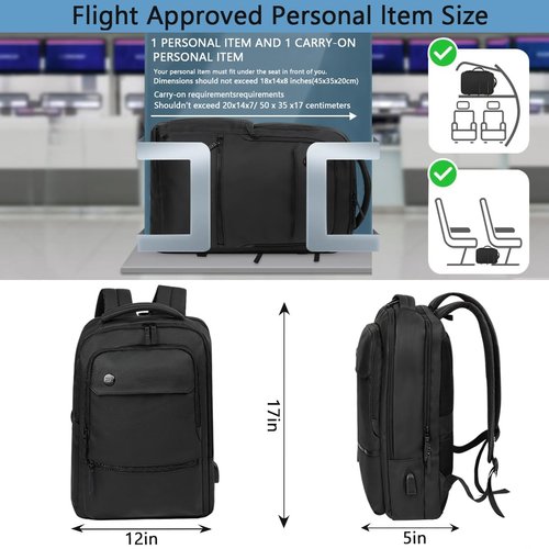 New York XPress Carry on Backpack for Man Women,Extra Large Travel Bussiness Waterproof Backpack,BLACK,00591