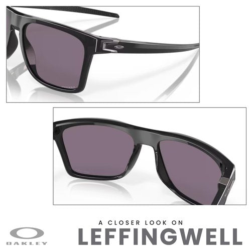 OAKLEY Leffingwell OO9100 910001 57M Black Ink/Prizm Grey Rectangle Sunglasses for Men+ Bundle Accessory Leash Kit, Microfiber Pouch