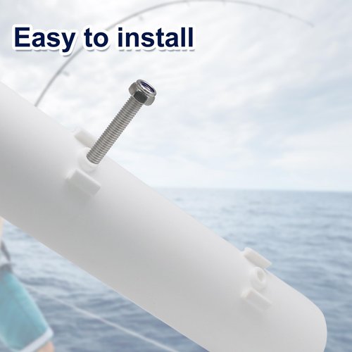 Litoexpe 6 Pcs Fishing Rod Holder Bracket Wall Mounted, Tubes Links Fishing Rod Holder Rack, Boat Side Mount Tool Holder for Boat Kayak Fishing Cooler Trailer, White