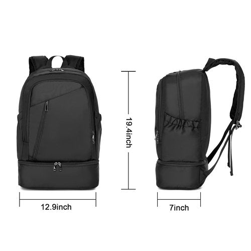 seyfocnia Gym Backpack for Men,Waterproof Backpack With Shoe Compartment Lightweight Travel Backpack Sports Backpack Casual Daypack Backpack-Black