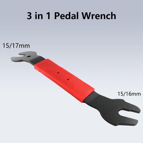 bociloy Bicycle Pedal Wrench, 15/16/17mm Double Sided Bike Pedal Removal, Bicycle Pedal Spanner Adjuster, Bicycle Repair and Maintenance Tools With Long Hand Comfortable Grip