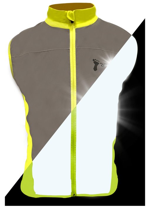 ReflecToes Lightweight Full Reflective Vest For Night Visibility - Cycling Gilet - Running Vest (US, Alpha, Medium, Fluorescent Trim)