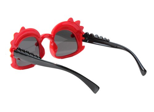 Dinosaur Cartoon Sunglasses for Kids Aged 2-6,UV Protection Secure Fit for Outdoor Adventures,Dark Lenses Red Black