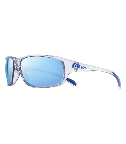 Revo Vertex Polarized Sunglasses | Lightweight Wraparound Profile | Sporty Rectangle Frame | Crystal Frame/Blue Water Lens