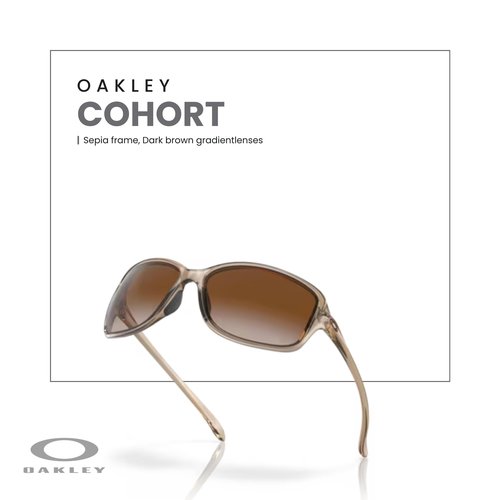 OAKLEY Cohort OO9301 930102 61MM Sepia/Dark Brown Gradient Rectangular Sunglasses for Women+ Bundle Accessory Leash Kit, Microfiber Pouch