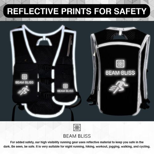 Running Vest for Men, Lightweight Womens Running Vest with 500ml Soft Flask, Adjustable Chest Straps Running Water Vest with 7 Pockets,Breathable Running Backpack for Trail Running, Marathons, Cycling