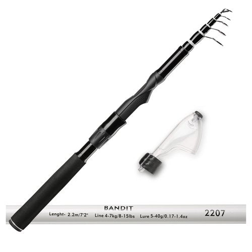 Whistytwig Compact Telescopic Fishing Rod - Versatile Retractable Pole for Fresh & Saltwater, Portable Fishing Rod, Ideal for Travel (Bandit 7'2" Spinning)
