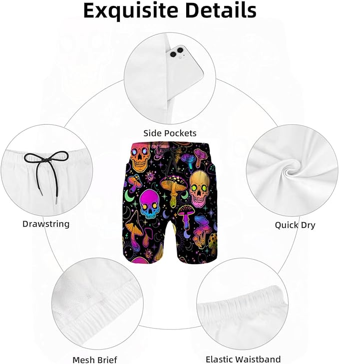 Mens Swim Trunks with Mesh Lining,Quick Dry Swimsuit Board Shorts Beach Pants Swimwear Bathing Suits