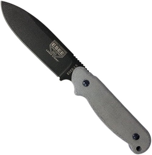 ESEE LS-P-E Laser Strike Black, Micarta Handle, Black Kydex Sheath