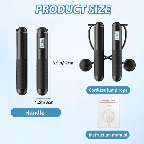 Skipping Rope with Counter, Cordless Weighted Jump Rope, Smart Weighted Jump Rope, Intelligent Adjustable Digital Jumps Rope for Lose Weight, Burn Calorie