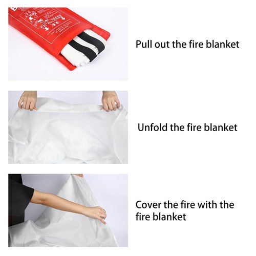 QINGZHE Emergency Fire Blanket for Home and Kitchen - 2 Pack 40"x40" Flame Suppression Fiberglass Fire Blankets for House Camping Car Office Warehouse Emergency Survival Safety