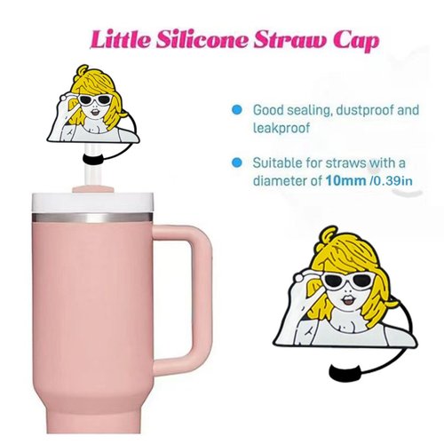 Silicone Music Straw Cover for Stanley Cup, 30oz & 40oz 10mm 0.4in Covers Cap, Tumbler Cup Accessories, Cute Resuable Drinking Straw Toppers (5)