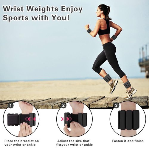 Vanleonet Wrist Ankle Weights for Women,Adjustable Wearable Strong Arm & Leg Weights Set of 2(1Lbs Each),Comfortable and Breathable for Yoga, Barre, Pilates, Swimming, Cardio, Aerobics, Gym