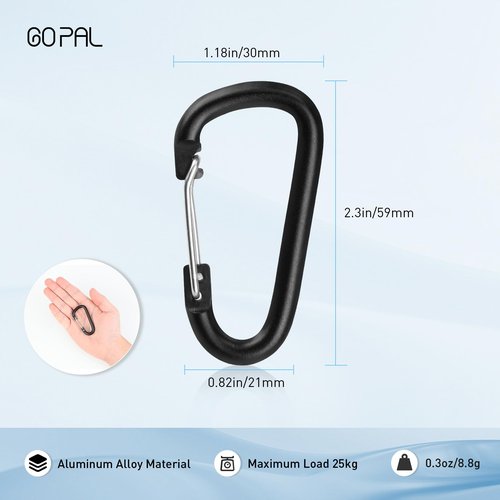 12PCS Small Carabiner Clip - 2.3" Mini Carabiners Keychain for Keys Water Bottle Dog Leash Camping Hiking, D Ring Hooks Aluminum