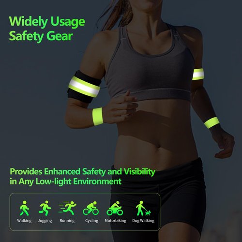 lipaux Reflective Band Adjustable Safety Running Gear Set, High Visibility Band and Slap Bracelet with Reflective Strip for Outdoor Cycling, Dog Walking(Simple Band Set)