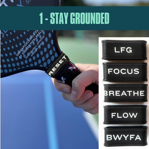 5 Pieces - BWYFA Reset Bands - Grip Bands for Pickleball Paddles, Tennis Rackets, and Hockey/Lacrosse Sticks + Video Course to Master Mental Resilience - 5 Pieces - BWYFA (Be Where Your Feet Are)