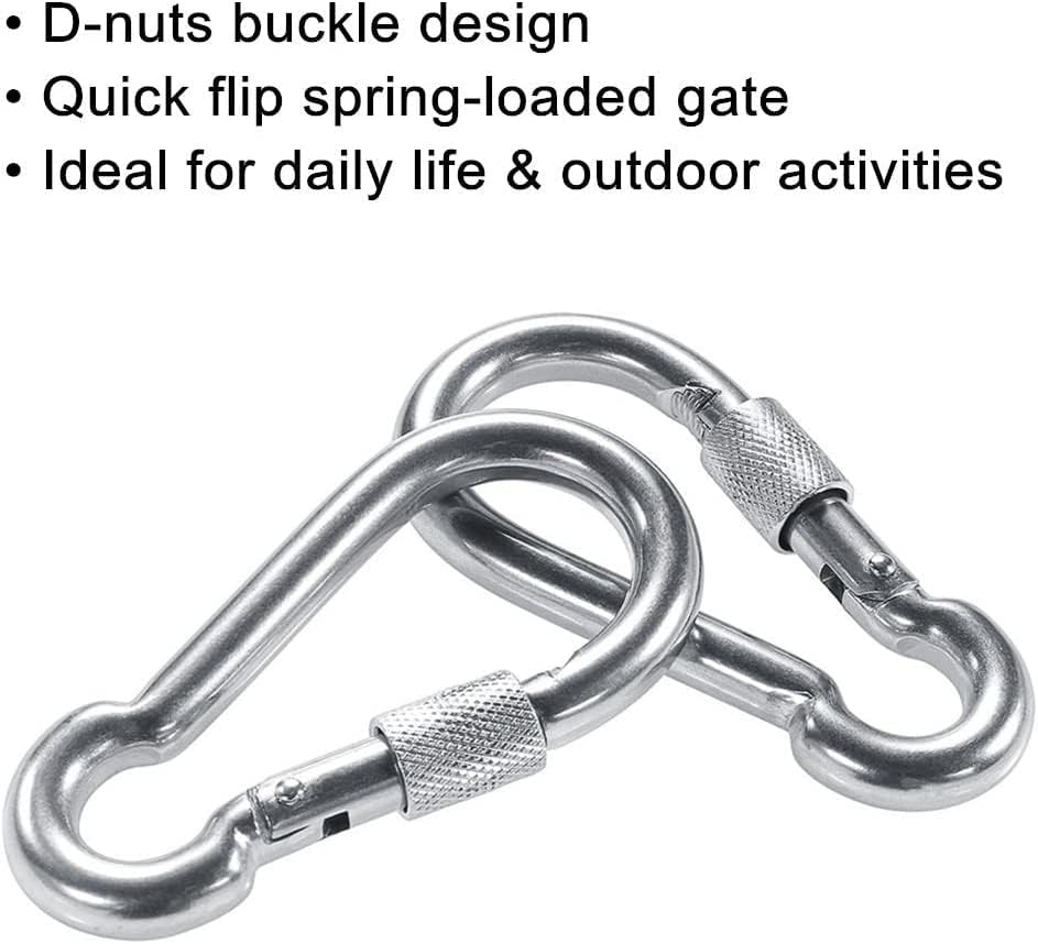 PROND Locking Carabiners, Heavy Duty Carabiner, 316 Stainless Steel Screw Lock Carabiner Hooks