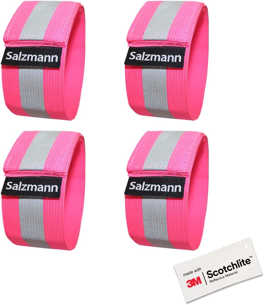 Salzmann Reflective Elastic Arm and Leg Bands | Made with 3M Scotchlite | Set of 4