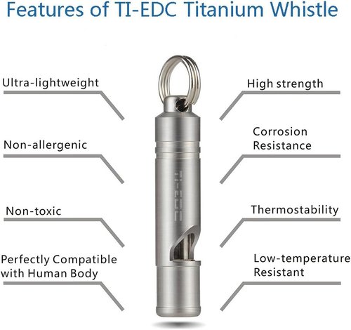 Loud Titanium Emergency Whistle Keychain for Survival, Hiking & Pet Training