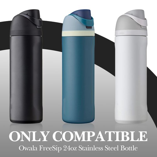 Linkidea Silicone Water Bottle Sleeve Compatible with Owala FreeSip 24oz, Anti-Slip Protector Waterbottle Boot, Bottle Bumper Cover, Gray