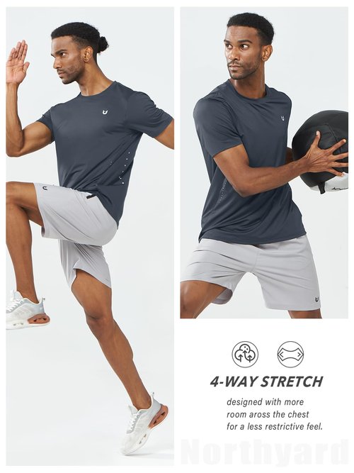 NORTHYARD Mens Athletic Shirts Short Sleeve Gym Workout Running Training Sports Performance T Shirt Basic Tee for Men Darkgrey L