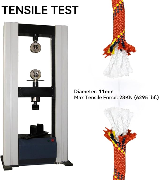 Static Climbing Rope 11mm UIAA Static Line Rappelling Rope 60M (200ft) Nylon Kern Mantle Rope for Escape Rope Rock Climbing, Mountain Tree Climbing, Hauling, Rescue
