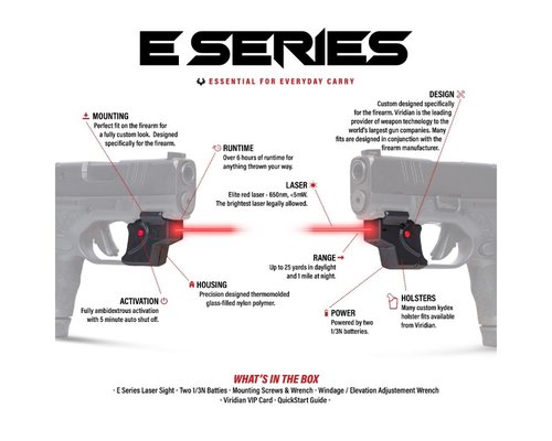 Viridian E Series Red Laser Sight for Walther P22, Gun Sight with Ambidextrous On and Off Switch, Black
