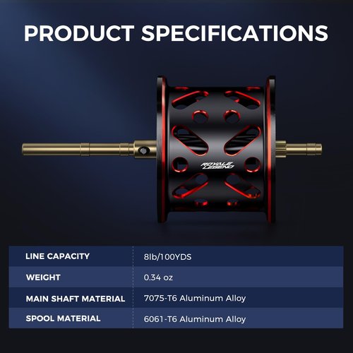 KastKing Royale Legend Fishing Reel, Ultra-Light Aluminum Spool, Corrosion Resistant, Shallow Compatible With Royale Legend II/GT Baitcasting Reels, Black