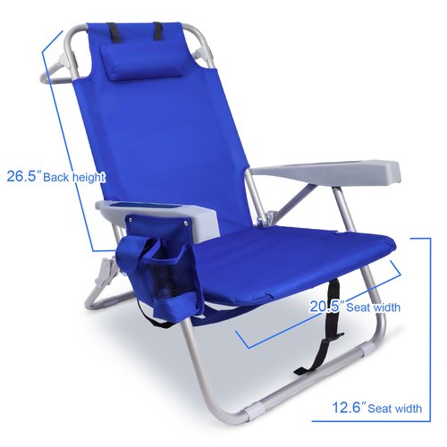 Yestomo Beach Chair with Backpack Straps, Heavy Duty Backpack Beach Chairs for Adults with 4 Positions, Lay Flat Beach Chair with Large Cooler Pouch, Support to 350LBS