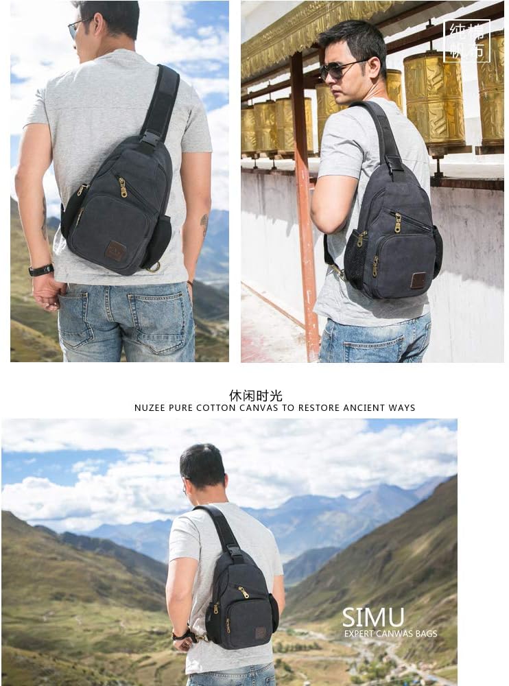 Sling Bag Pack Canvas Shoulder Sling Backpack Small Crossbody Chest Bag for ipad mini