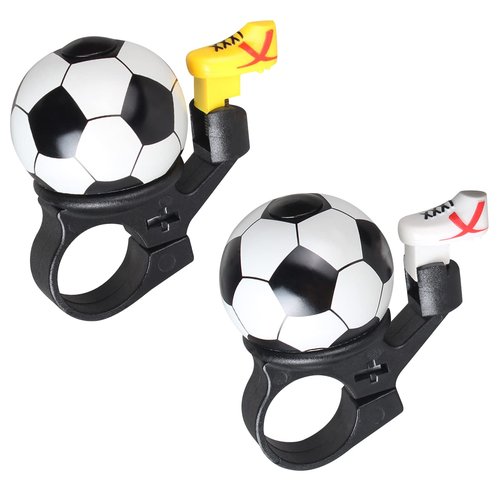 Bike Bell, 2pcs Clear Sound Bicycle Horns Fun Bicycle Bell Mountain Bike Bells Football Design Bell for Boys Girls Bicycle Handlebars(Color:Yellow + White)