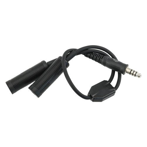 HEARFALCOM Tactical Dual Comm Headset Adapter U174 Plug Cable Converter Headset Accessory for Tactical Hunting Shooting (BK)