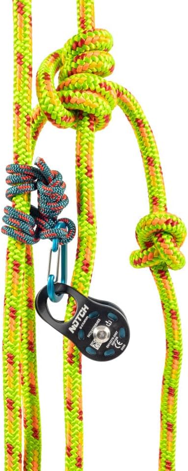 Notch Micro Pulley Combo Includes Micro Pulley, Micro Carabiner & 5mm Accessory Cord, Midline Attachable, Use with Lines up to ½” (13mm) (50096)