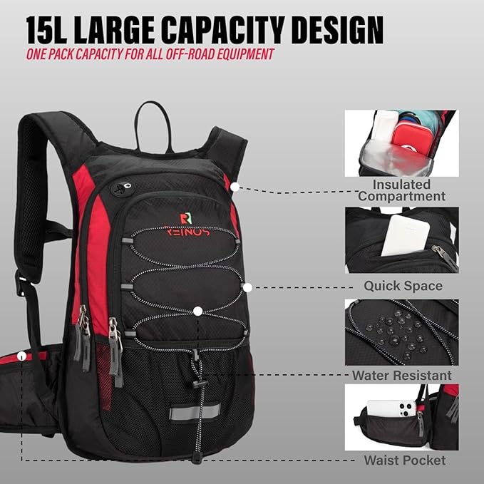 Hydration Pack Backpack with 3L Water Bladder for Men & Women, Hiking Daypack with Thermal Insulation | Running, Cycling, Camping, Skiing, Outdoor Activities