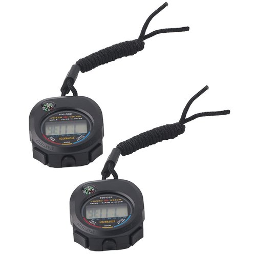 Stopwatch Timer, 2 Pcs Digital LCD Stopwatch Timer, Multifunctional Referee and Athletic Meetings Timer for Racing, Running, Swimming, etc, Time, Calendar and Alarm Display