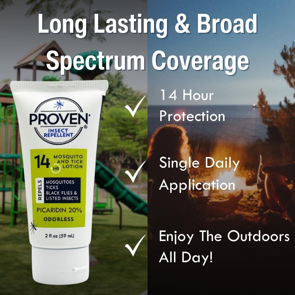 Proven Insect Repellent Lotion, Keep Mosquitoes, Ticks and Flies Off, DEET Alternative Repellent, Up to 14-Hour Protection, Great for Outdoor Camping and Hiking, 6 Ounce, Odorless Lotion