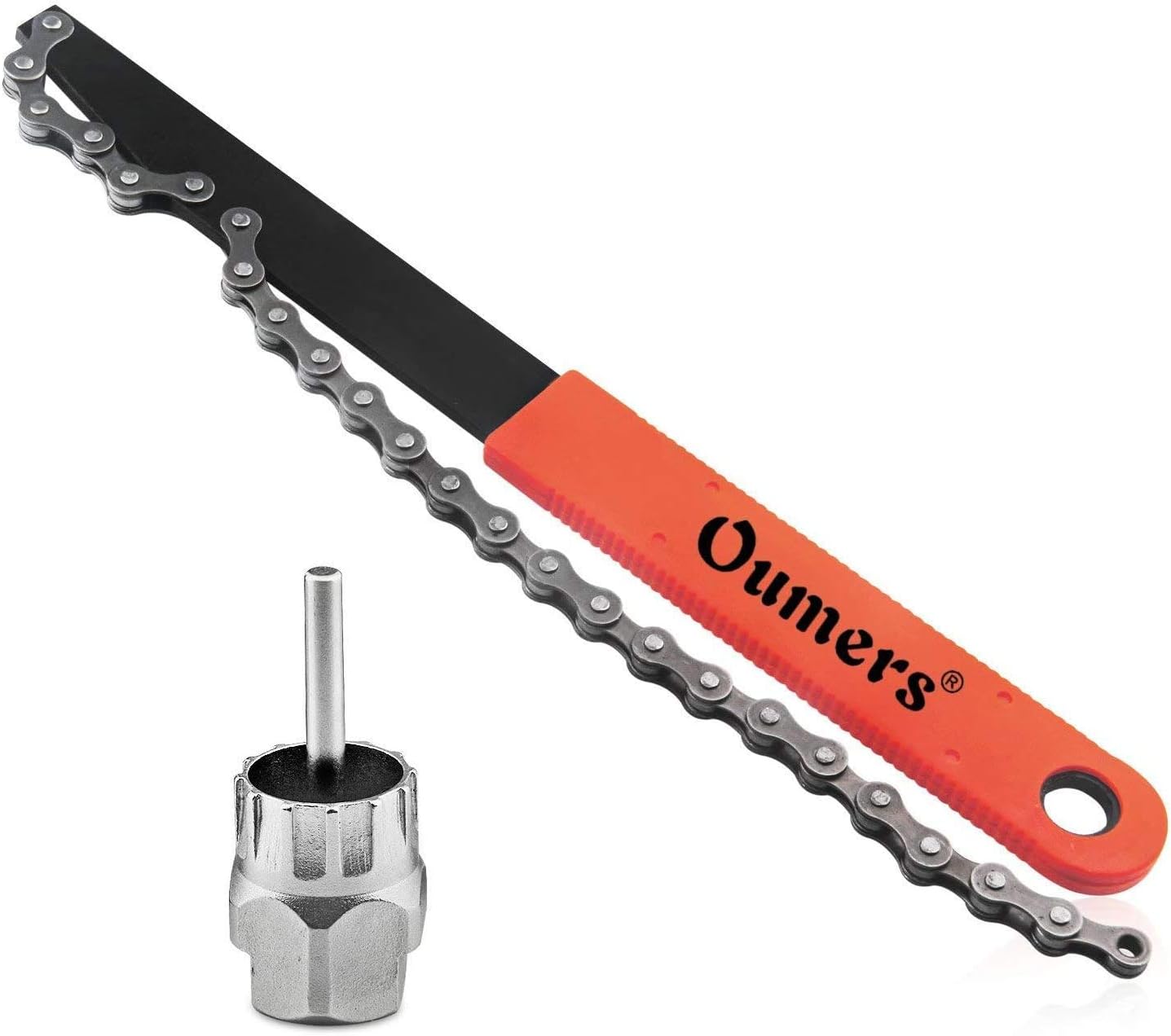 Oumers Bike Cassette Removal Tool, Cassette Freewheel Removal Tool with Chain Whip and Auxiliary Wrench Bicycle Cassette Lock Ring Extractor, Freewheel Remover Wrench Sprocket Remover