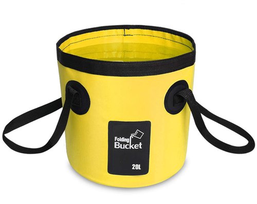 BANCHELLE Collapsible Bucket Water Container Portable Folding Camp Wash Basin for Outdoor Traveling Hiking Fishing Car Washing Gardening Camping (20L Black and 20L Yellow), Total 2 PCS