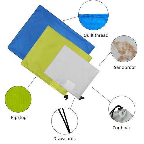 MOUNTAINLODGE Small Drawstring Bags Stuff Sack Set 5-Pack,Ultralight Ditty Bags with 5 Colors for Camping,Hiking,Travelling or Use as Dustcover Bag for Hangbag,Shoes
